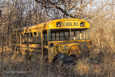 old school bus wreckage