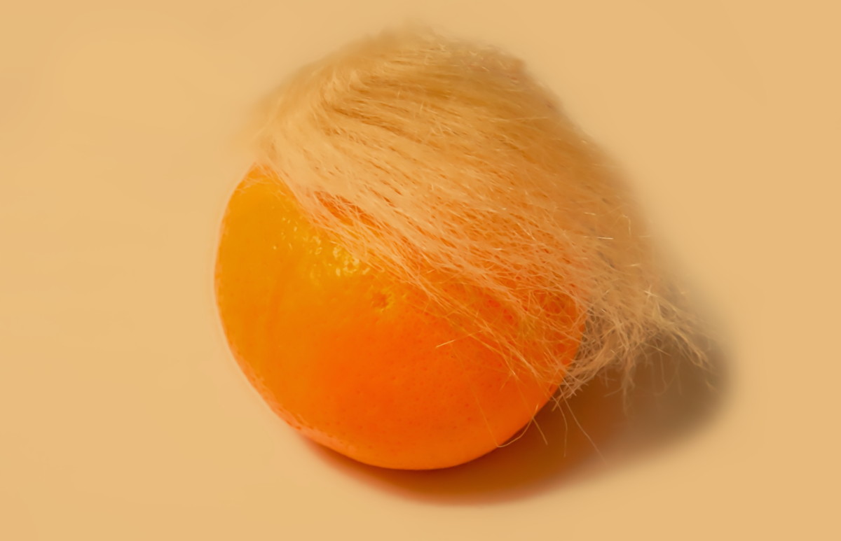 Trump orange with hair.