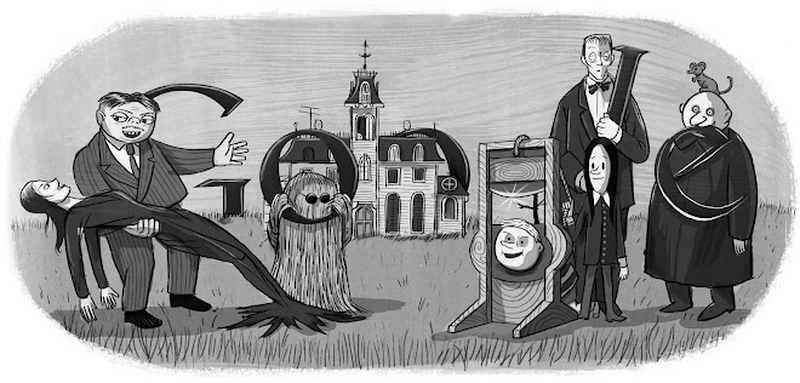 Doodle Famille Addams
